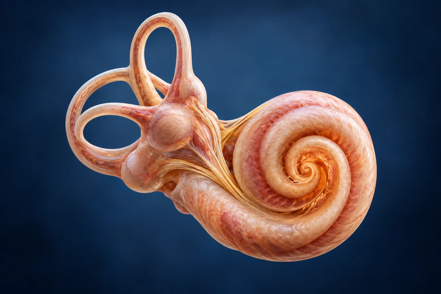 Anatomically inspired cochlea detail for genetic hearing-loss testing.