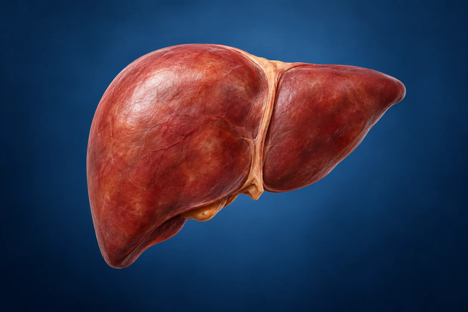 Conceptual clinical illustration of the human liver for hepatitis testing.