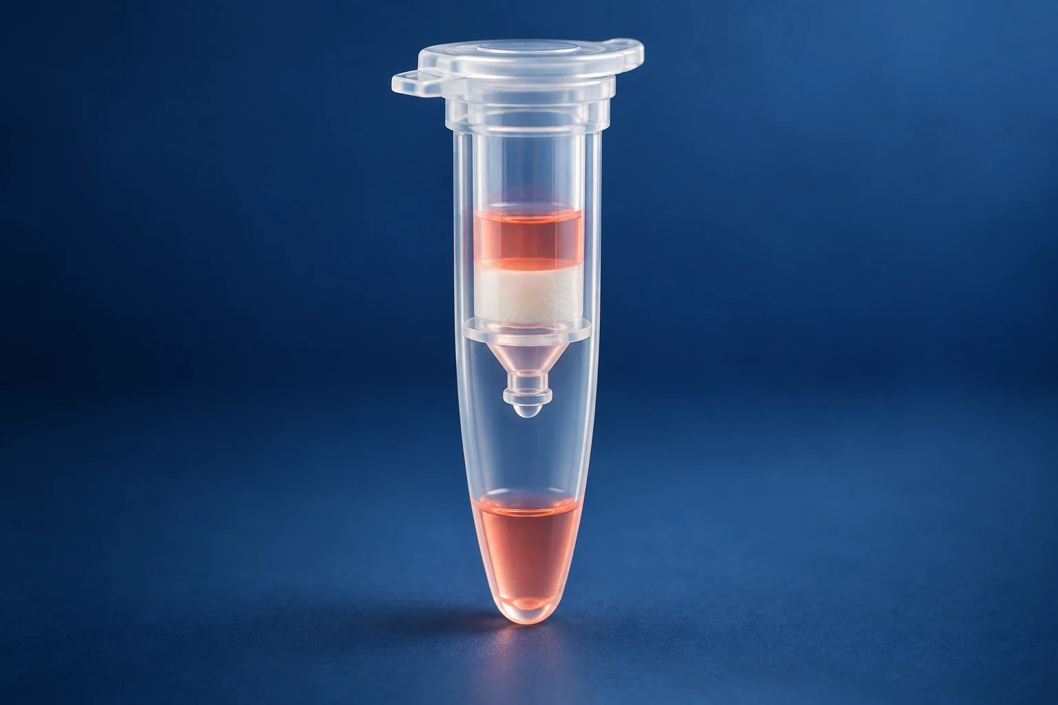 Unbranded laboratory spin column and collection tube for manual nucleic acid extraction.