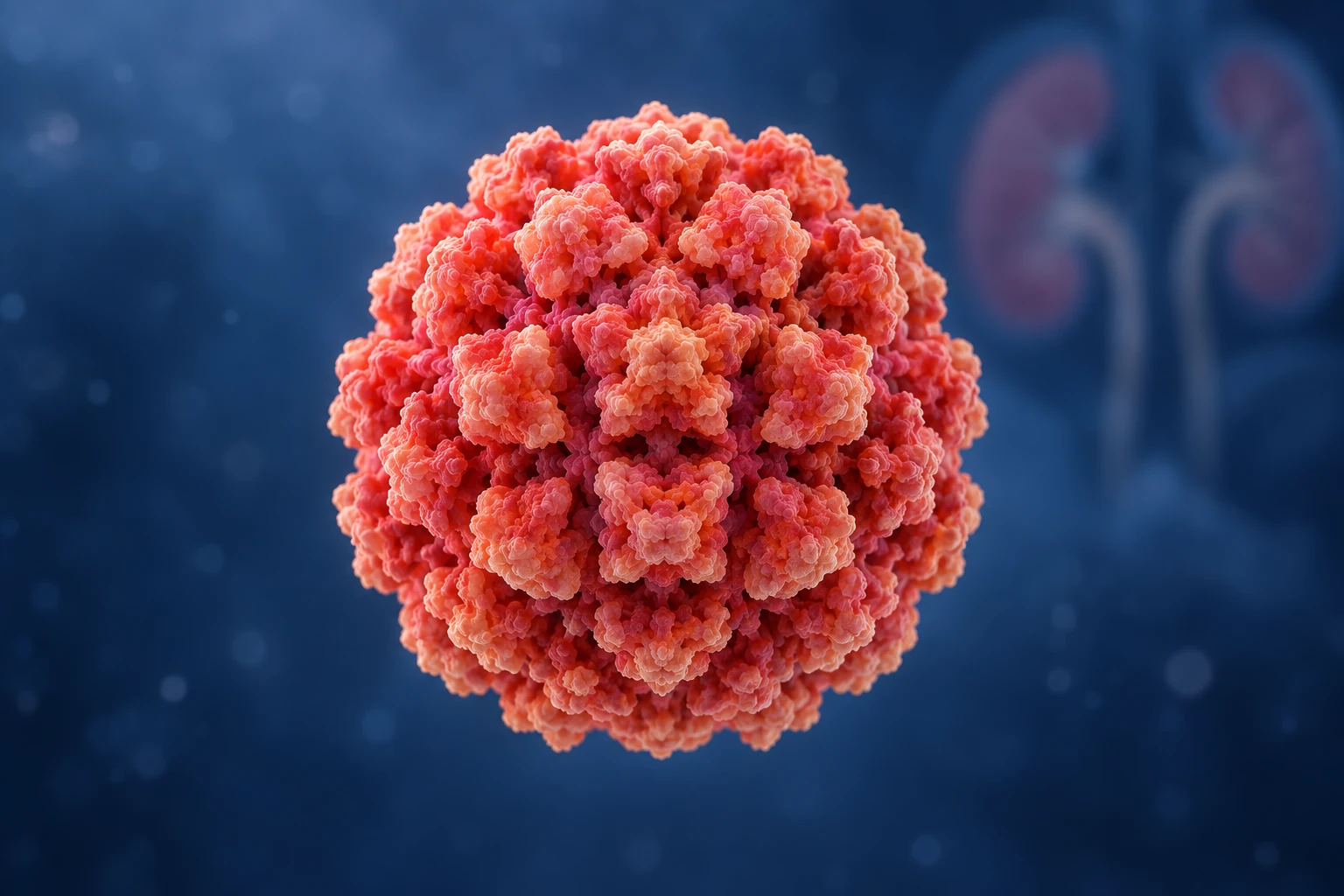Conceptual non-enveloped capsid particle for BK and JC polyomavirus testing.